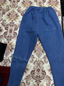 Blue Denim Straight Leg Pants
