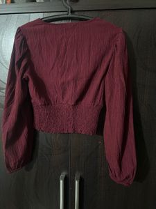 Maroon Button-Down Top - S