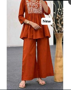 Boho Embroidered Top & Palazzo Pants Set