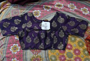 Purple Boat Neck Festive Blouse