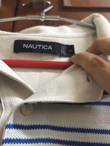 Nautica Men’s Striped Polo T-shirt - White