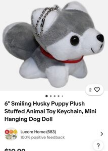 6&#34; Smiling Husky Puppy Plush Stuffed Animal Toy Ke