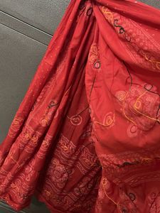 Red Ethnic Skirt with Mirror Work