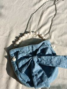 Blue Bow Clutch