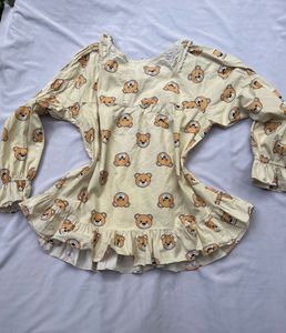 Cute Bear Print Top