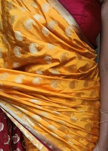 Yellow Festive Saree With Designer Blouse Piece