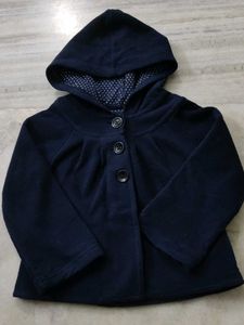 Cute Navy Blue Hooded Jacket