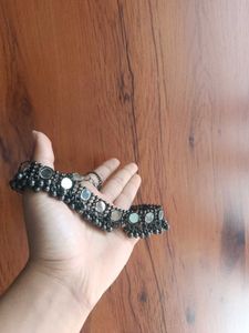 Oxidized Silver Mirror Choker Set