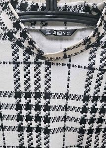 Shein Plaid Mock Neck Top