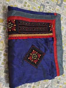 Elegant Blue Embroidered Saree