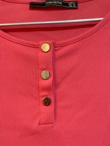 Coral Button-Up Top