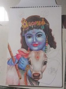 Krishna Colour Pencil Drawing
