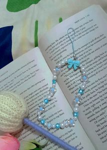 Cell Phone Charm /With Blue Bow Ties/Faux Beads