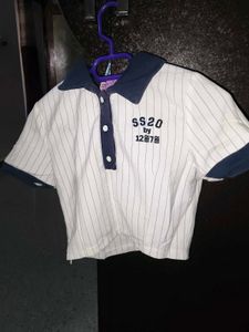 Striped Polo Crop Top