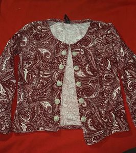 Paisley Print Button-Down Jacket