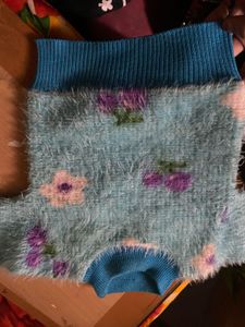 Cute Floral Fuzzy Sweater