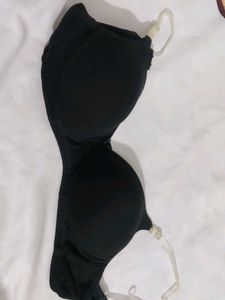 Black Cup Bra With Transparent Strips