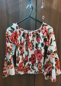 Floral Long Sleeve Crop Top