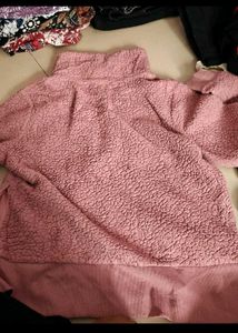 Women Cozy Pink Quarter-Zip Pullover