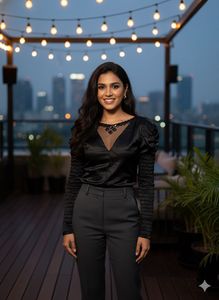 Pintrest silk designer party wear black top
