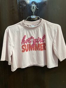 Baby Pink Printed Crop Top