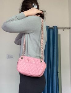 Pink solid Quilted Sling Bag