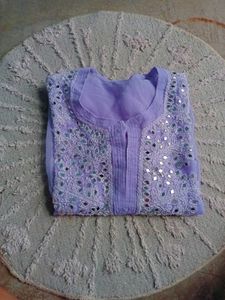 Long Purple Kurta With Mirror Work
