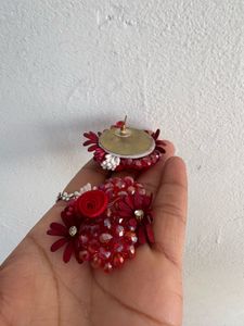 Red Floral Earrings