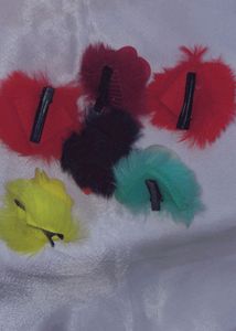 Fluffy hair clips