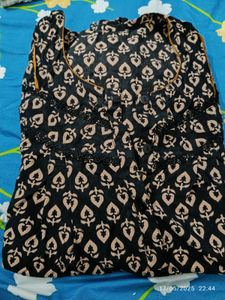 Xl Size Cotton  Nighty (Black And Brown)
