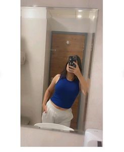 Blue Ribbed Crop Top