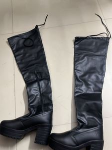 Black Thigh High Platform Boots