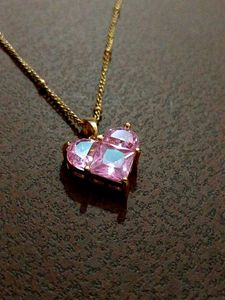 Pink Heart Gem Necklace