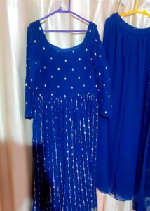 Navy Blue Embroidered Kurta Set