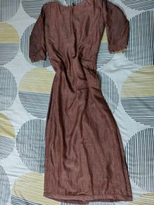 Brown Kurta Set With Golden Bottom And Dupatta