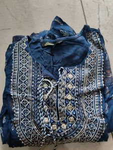 Teal Blue Used Kurti At Good Condition