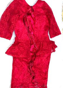 Red Lace Peplum Dress❤️