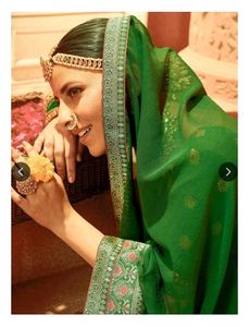 Mitera Elegant Green Georgette Saree