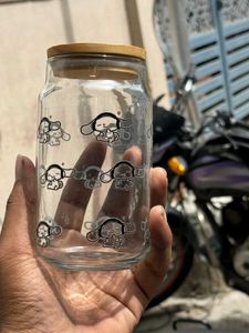 Cute Bunny Glass Bottle – With Straw, Lid