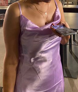 Lilac Satin Mini Dress
