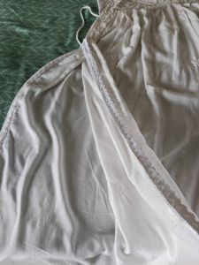 Elegant White Suit With Sequence &amp; Cutwork Paint