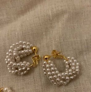 Pearl Hoops Earings