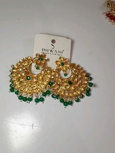 Dhwani Gold & Green Earrings