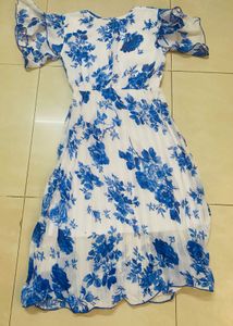 Floral Print White Midi Dress(11-13yrs)