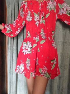 Red Floral Off-Shoulder Romper