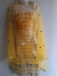 Elegant Yellow Net fabric with duppta