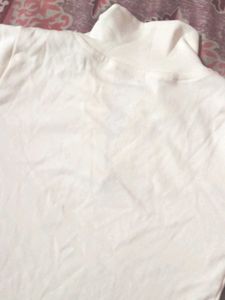 V Neck Crop Top Full Sleeve Cream Colour
