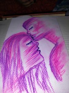 Oil Pastel Love Stroke Art On Canvas Paper