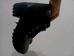 Black Short Boots Size 38 Uk 5