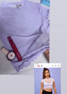 H&amp;M Black mesh sheer top + Freebie H&amp;M tee